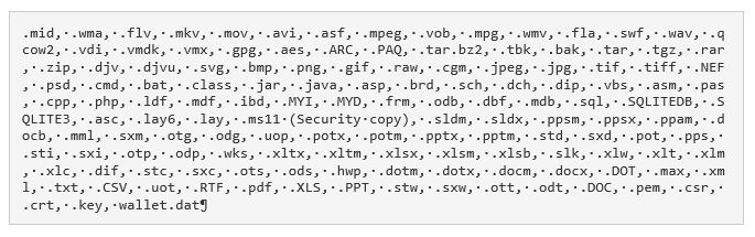 Estensioni files colpite da locky